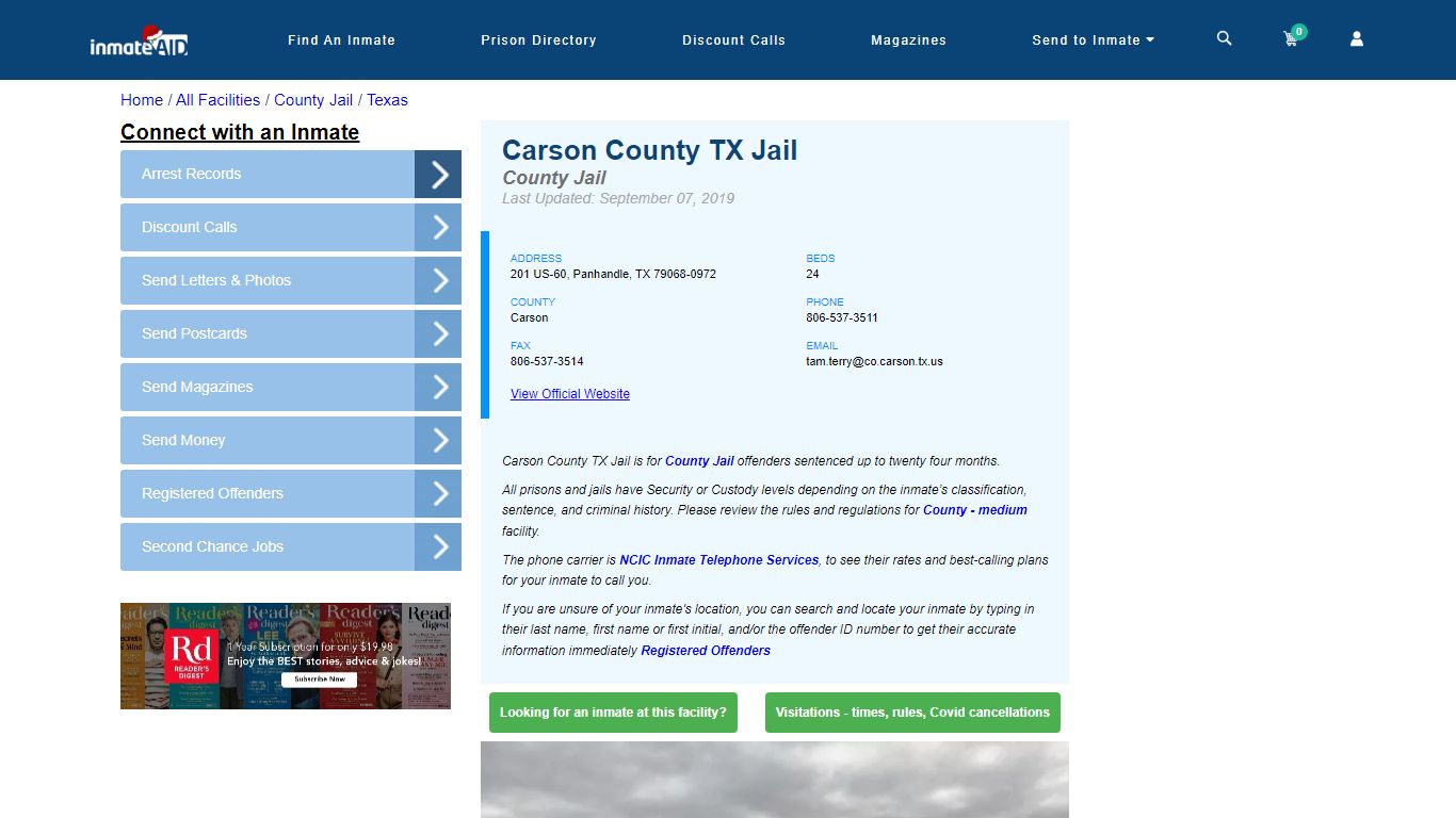 Carson County TX Jail - Inmate Locator - Panhandle, TX
